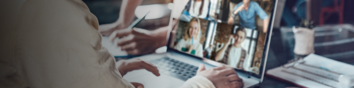 a person on a video webinar